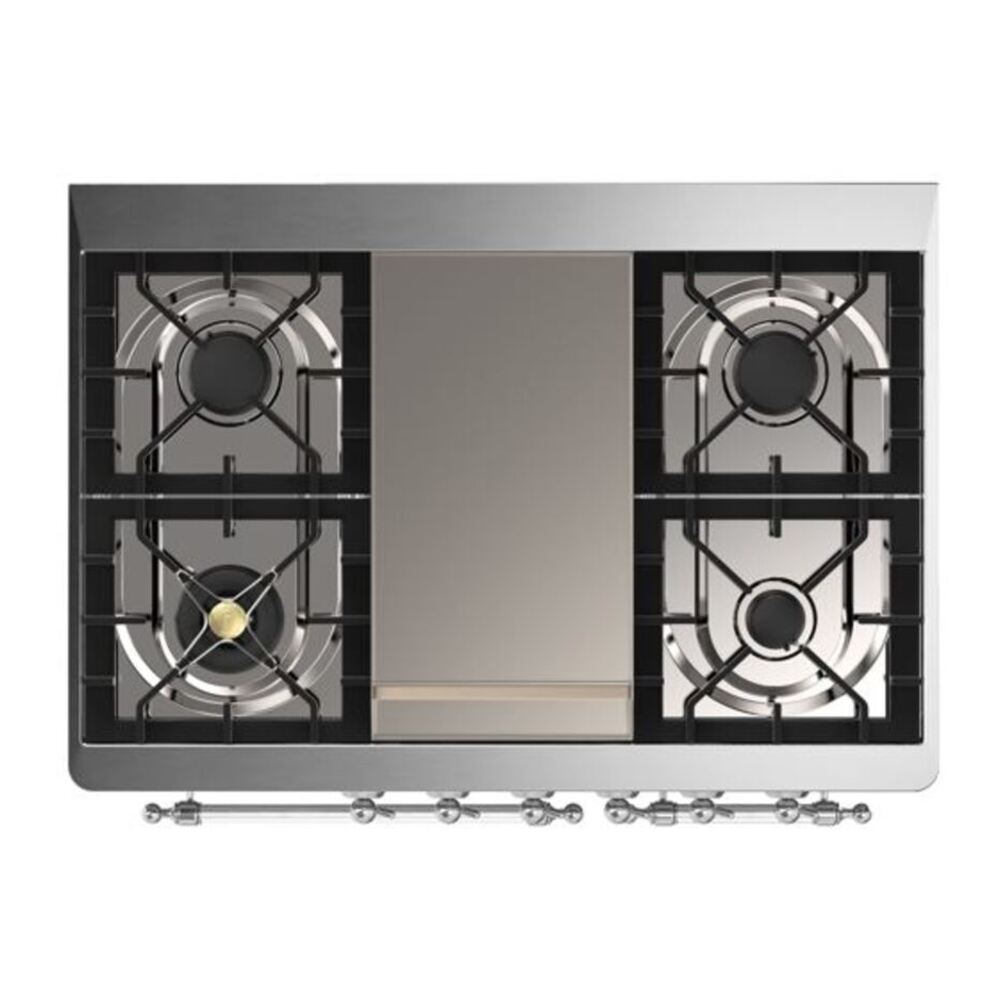 ILVE Majestic II 40 inch Solid Door Natural Gas Dual Fuel Range Chrome Antique White