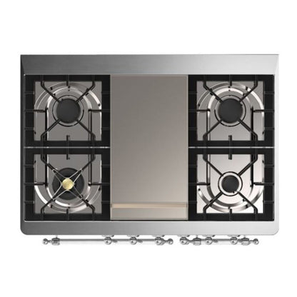 ILVE Majestic II 40 inch Solid Door Natural Gas Dual Fuel Range Chrome Antique White