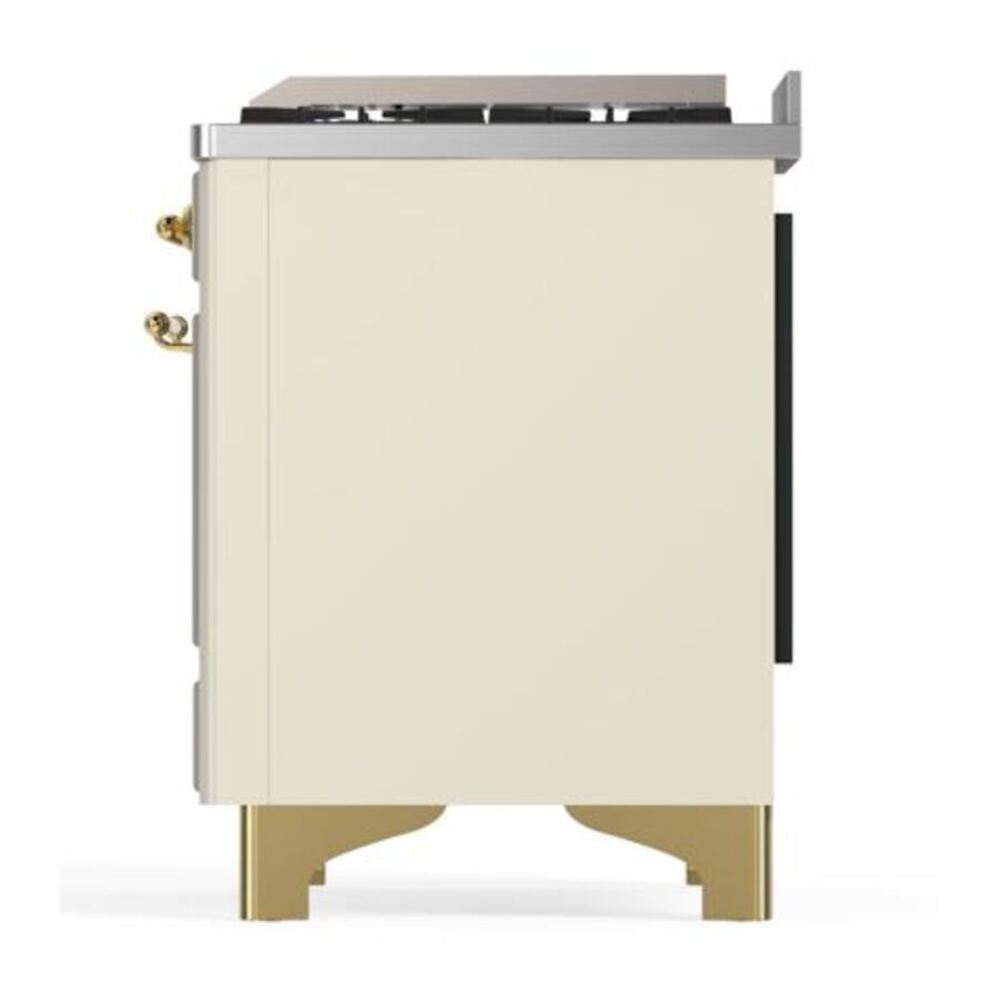 ILVE Majestic II 40 inch Solid Door Natural Gas Dual Fuel Range Brass Antique White