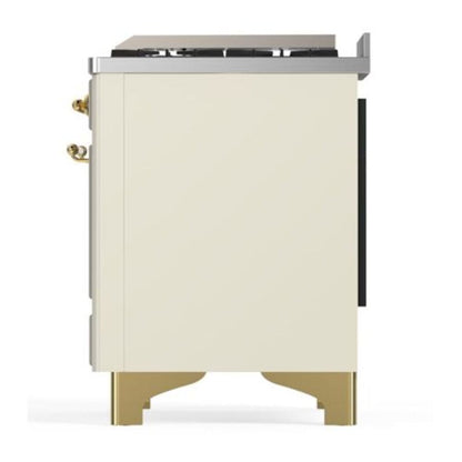 ILVE Majestic II 40 inch Solid Door Natural Gas Dual Fuel Range Brass Antique White