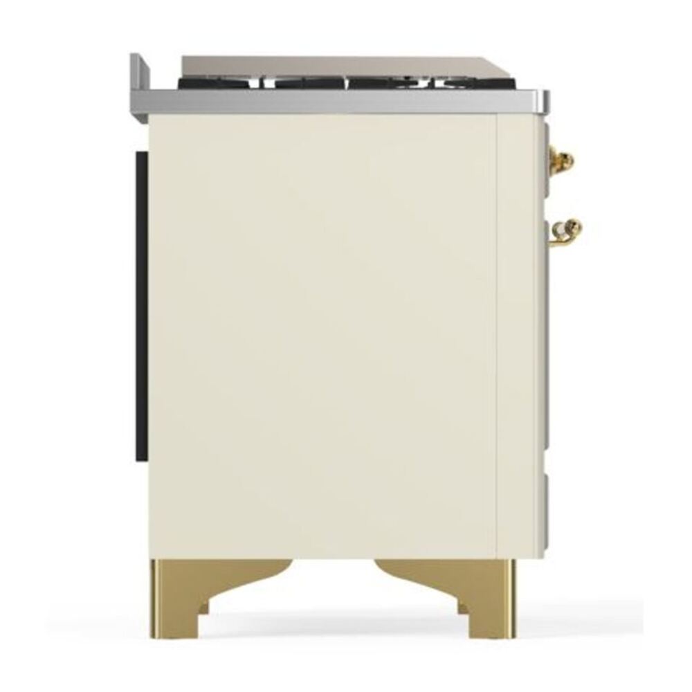 ILVE Majestic II 40 inch Solid Door Natural Gas Dual Fuel Range Brass Antique White