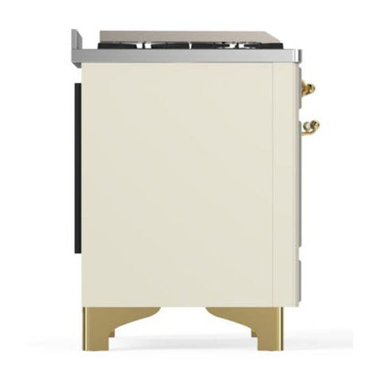 ILVE Majestic II 40 inch Solid Door Natural Gas Dual Fuel Range Brass Antique White
