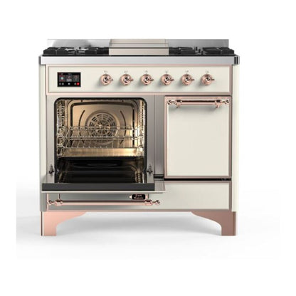ILVE Majestic II 40 inch Solid Door Natural Gas Dual Fuel Range Copper Antique White
