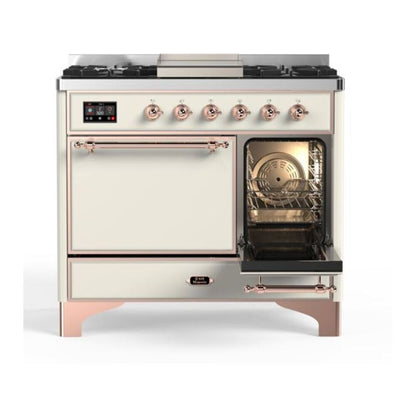 ILVE Majestic II 40 inch Solid Door Natural Gas Dual Fuel Range Copper Antique White