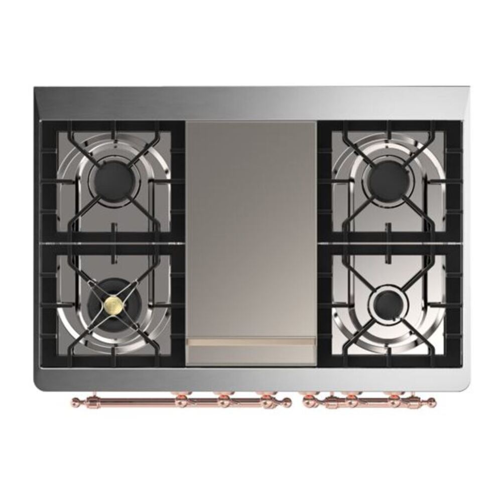 ILVE Majestic II 40 inch Solid Door Natural Gas Dual Fuel Range Copper Antique White