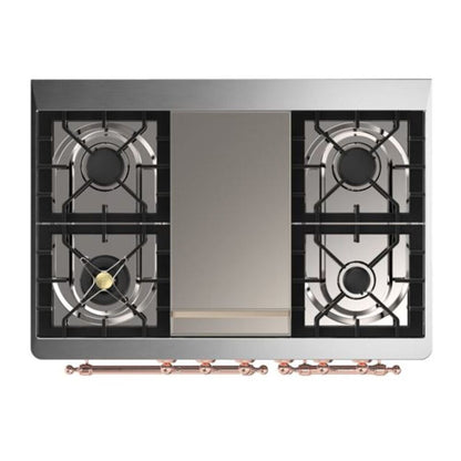 ILVE Majestic II 40 inch Solid Door Natural Gas Dual Fuel Range Copper Antique White