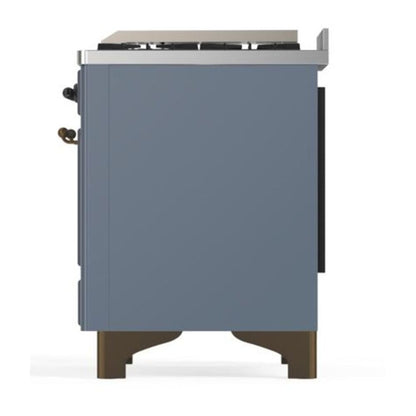 ILVE Majestic II 40 inch Solid Door Natural Gas Dual Fuel Range Burnished Blue Grey