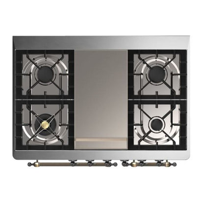 ILVE Majestic II 40 inch Solid Door Natural Gas Dual Fuel Range Burnished Blue Grey