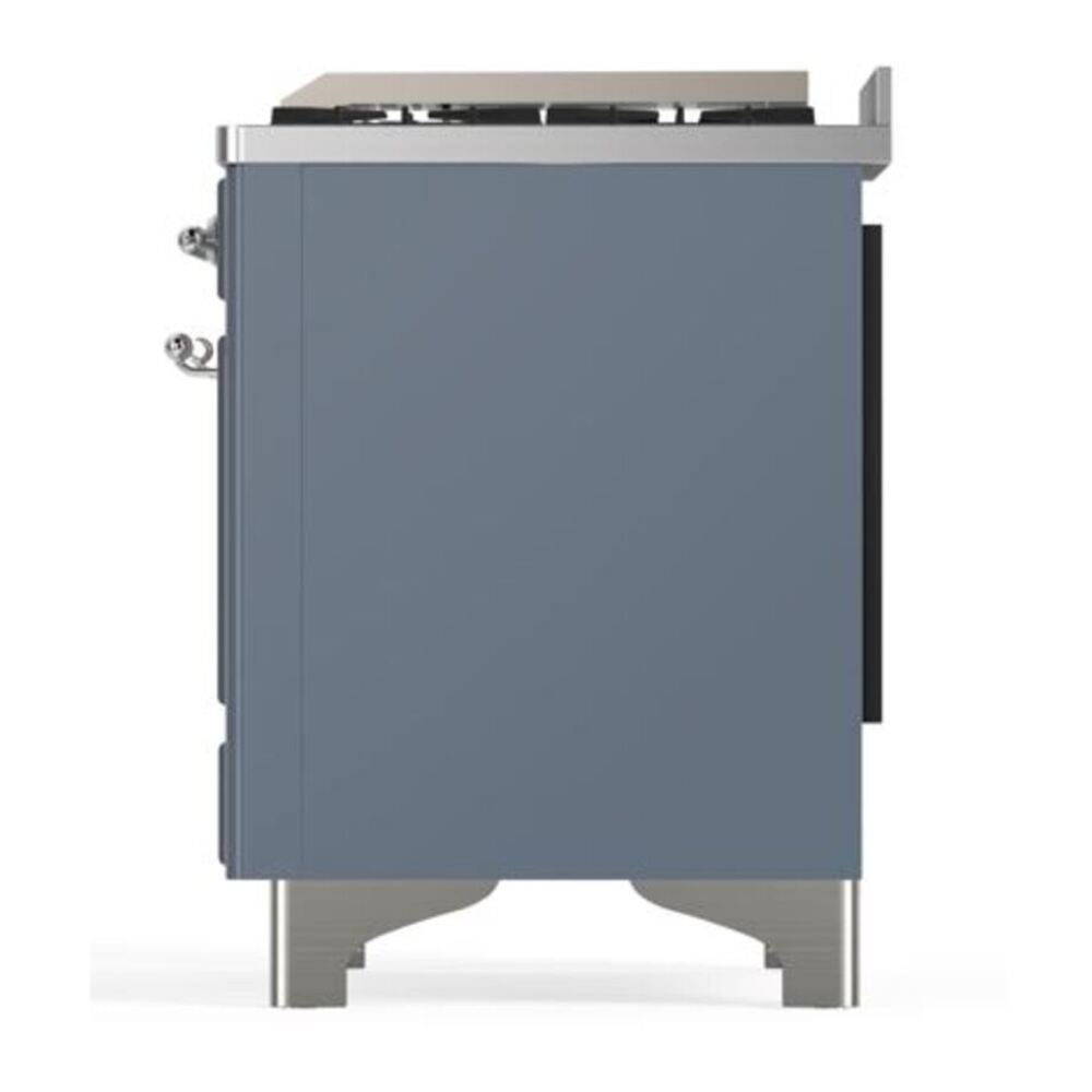 ILVE Majestic II 40 inch Solid Door Natural Gas Dual Fuel Range Chrome Blue Grey