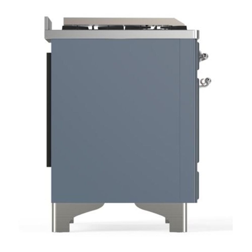 ILVE Majestic II 40 inch Solid Door Natural Gas Dual Fuel Range Chrome Blue Grey