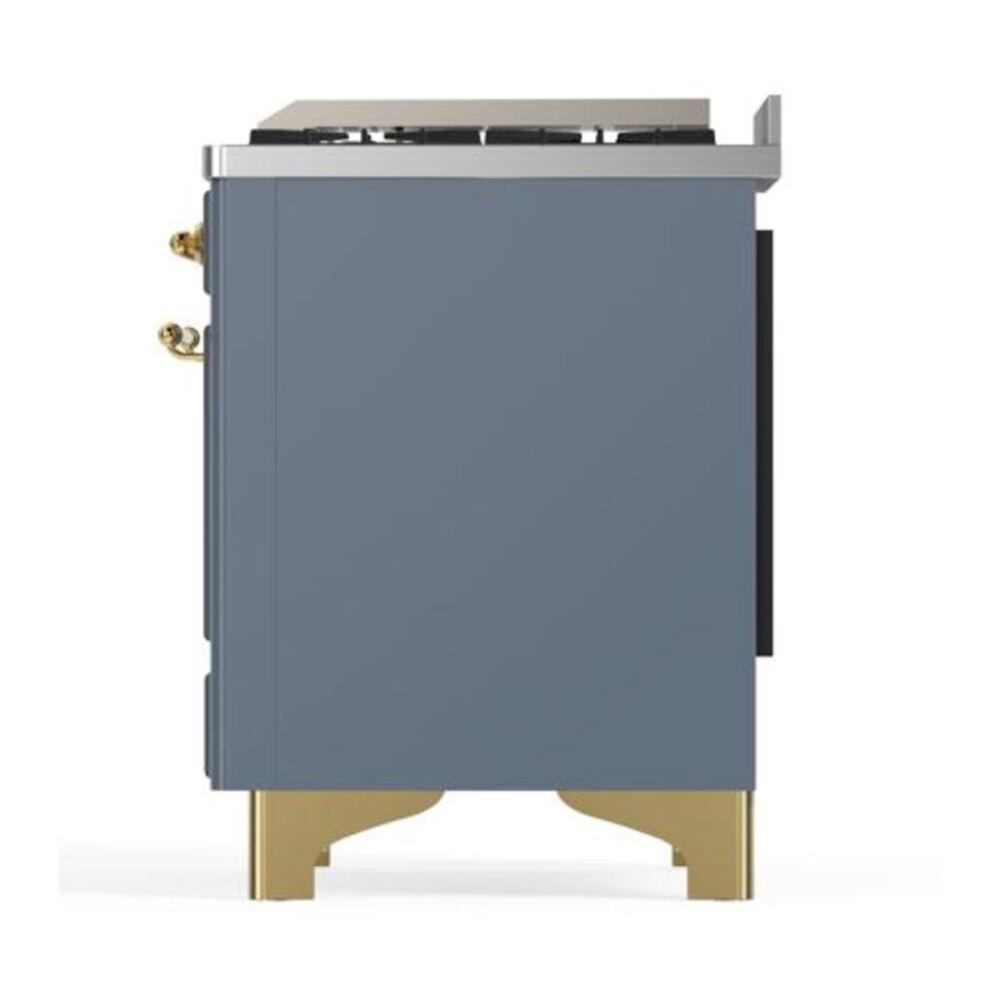 ILVE Majestic II 40 inch Solid Door Natural Gas Dual Fuel Range Brass Blue Grey