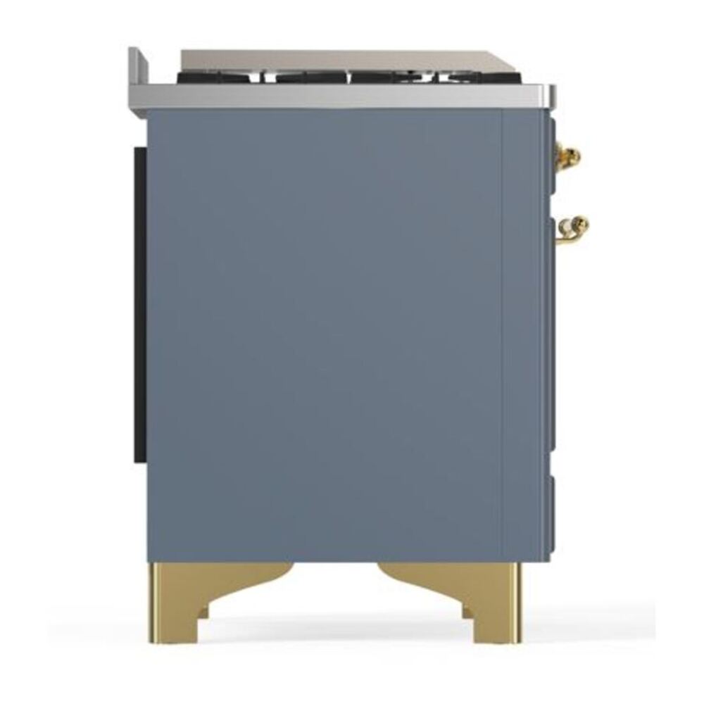 ILVE Majestic II 40 inch Solid Door Natural Gas Dual Fuel Range Brass Blue Grey