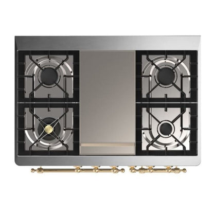 ILVE Majestic II 40 inch Solid Door Natural Gas Dual Fuel Range Brass Blue Grey