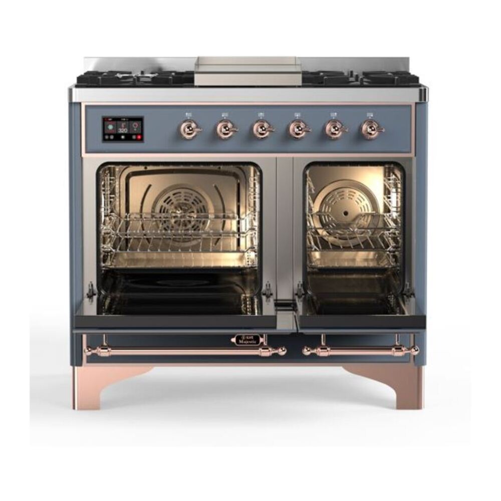 ILVE Majestic II 40 inch Solid Door Natural Gas Dual Fuel Range Copper Blue Grey