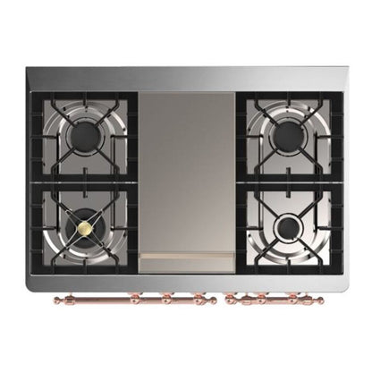 ILVE Majestic II 40 inch Solid Door Natural Gas Dual Fuel Range Copper Blue Grey