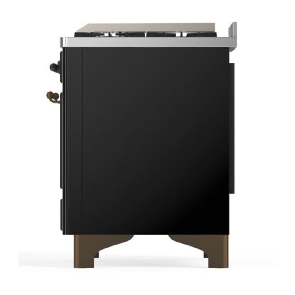 ILVE Majestic II 40 inch Solid Door Natural Gas Dual Fuel Range Burnished Glossy Black
