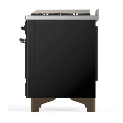 ILVE Majestic II 40 inch Solid Door Natural Gas Dual Fuel Range Burnished Glossy Black