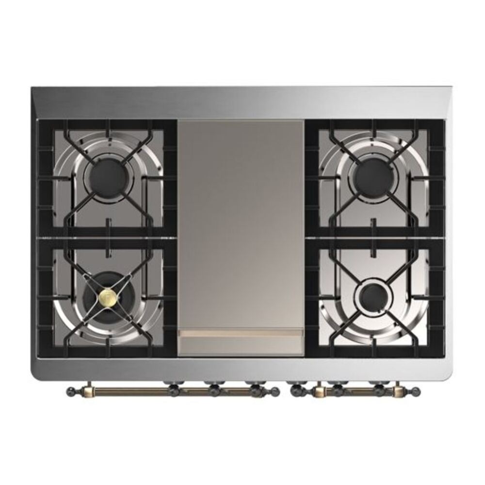 ILVE Majestic II 40 inch Solid Door Natural Gas Dual Fuel Range Burnished Glossy Black