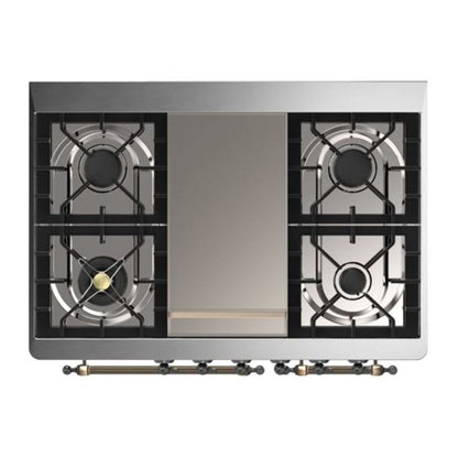 ILVE Majestic II 40 inch Solid Door Natural Gas Dual Fuel Range Burnished Glossy Black