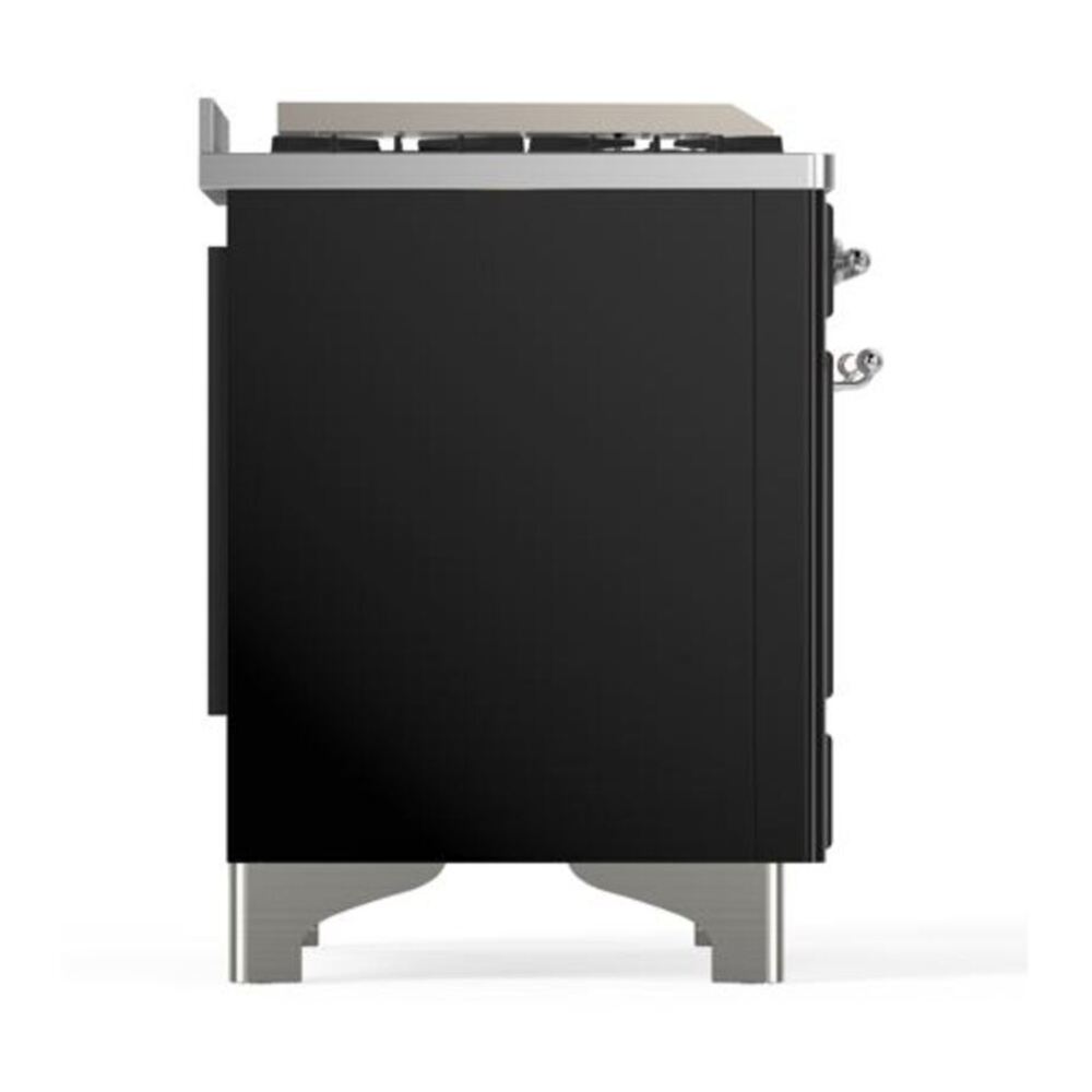 ILVE Majestic II 40 inch Solid Door Natural Gas Dual Fuel Range Chrome Glossy Black