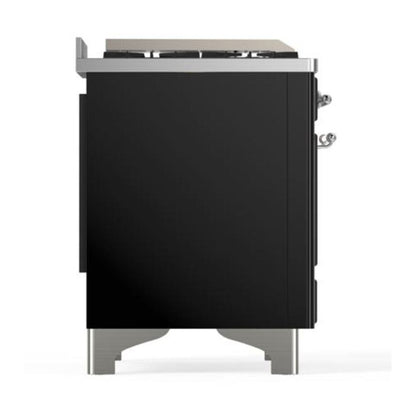 ILVE Majestic II 40 inch Solid Door Natural Gas Dual Fuel Range Chrome Glossy Black