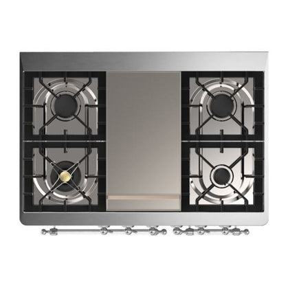 ILVE Majestic II 40 inch Solid Door Natural Gas Dual Fuel Range Chrome Glossy Black