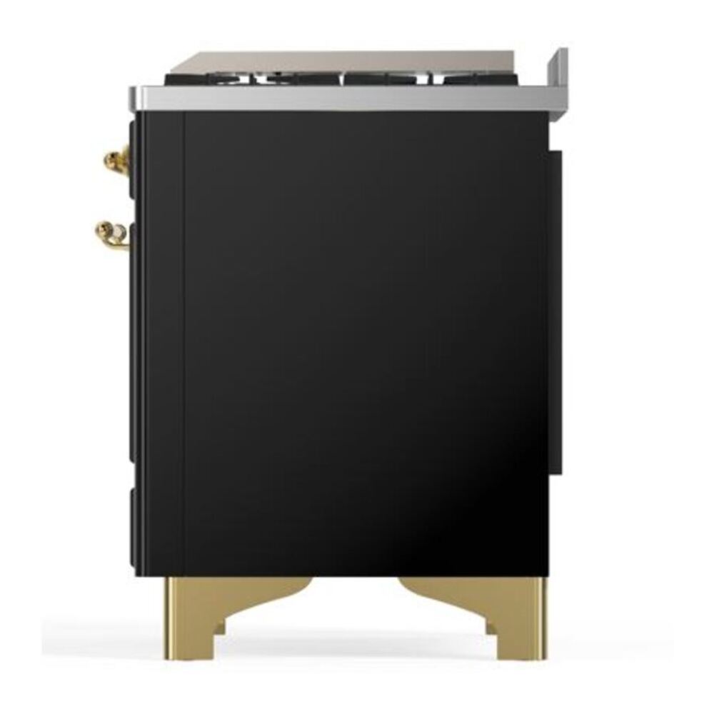 ILVE Majestic II 40 inch Solid Door Natural Gas Dual Fuel Range Brass Glossy Black
