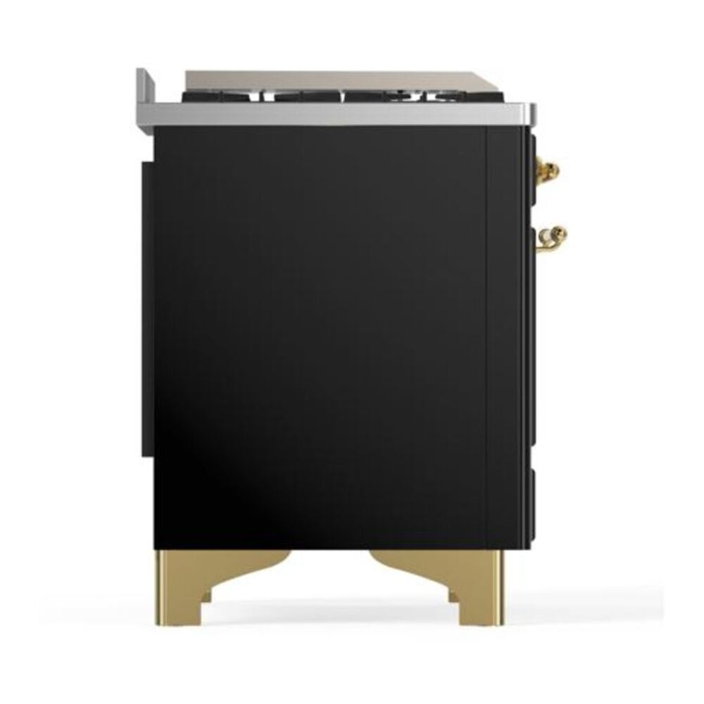 ILVE Majestic II 40 inch Solid Door Natural Gas Dual Fuel Range Brass Glossy Black