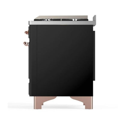 ILVE Majestic II 40 inch Solid Door Natural Gas Dual Fuel Range Copper Glossy Black