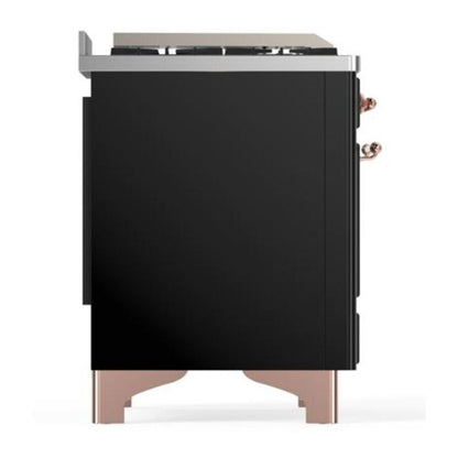 ILVE Majestic II 40 inch Solid Door Natural Gas Dual Fuel Range Copper Glossy Black