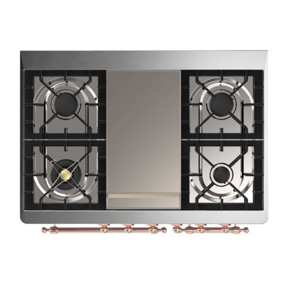 ILVE Majestic II 40 inch Solid Door Natural Gas Dual Fuel Range Copper Glossy Black