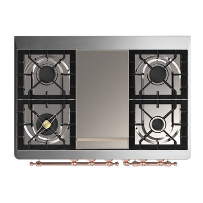 ILVE Majestic II 40 inch Solid Door Natural Gas Dual Fuel Range Copper Glossy Black