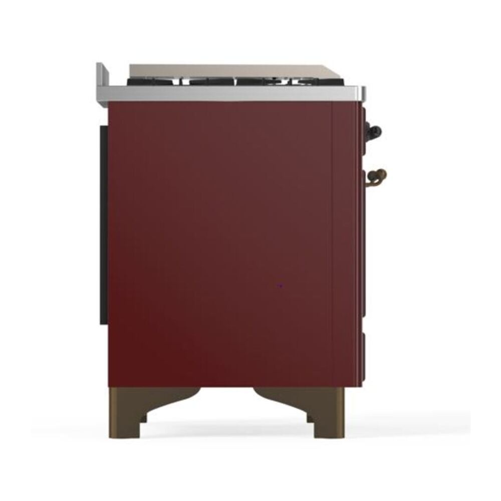 ILVE Majestic II 40 inch Solid Door Natural Gas Dual Fuel Range Burnished Burgundy