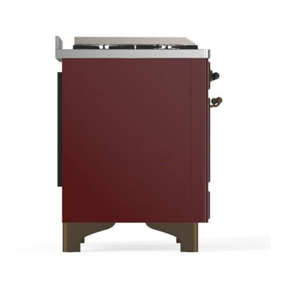 ILVE Majestic II 40 inch Solid Door Natural Gas Dual Fuel Range Burnished Burgundy