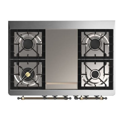 ILVE Majestic II 40 inch Solid Door Natural Gas Dual Fuel Range Burnished Burgundy