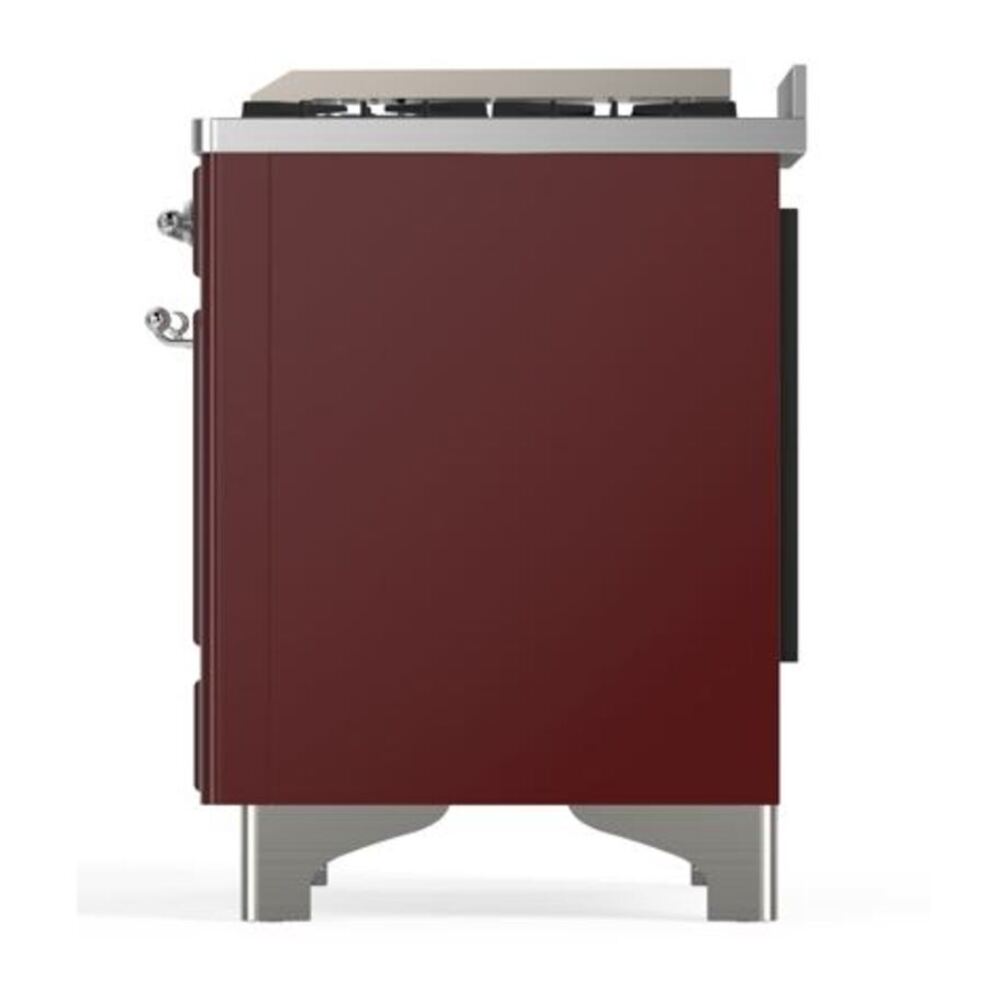 ILVE Majestic II 40 inch Solid Door Natural Gas Dual Fuel Range Chrome Burgundy