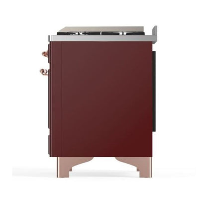 ILVE Majestic II 40 inch Solid Door Natural Gas Dual Fuel Range Copper Burgundy