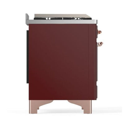 ILVE Majestic II 40 inch Solid Door Natural Gas Dual Fuel Range Copper Burgundy