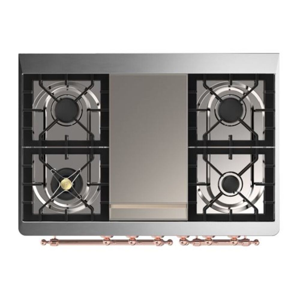 ILVE Majestic II 40 inch Solid Door Natural Gas Dual Fuel Range Copper Burgundy