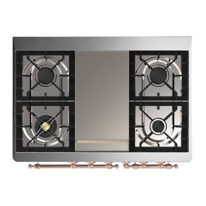 ILVE Majestic II 40 inch Solid Door Natural Gas Dual Fuel Range Copper Burgundy