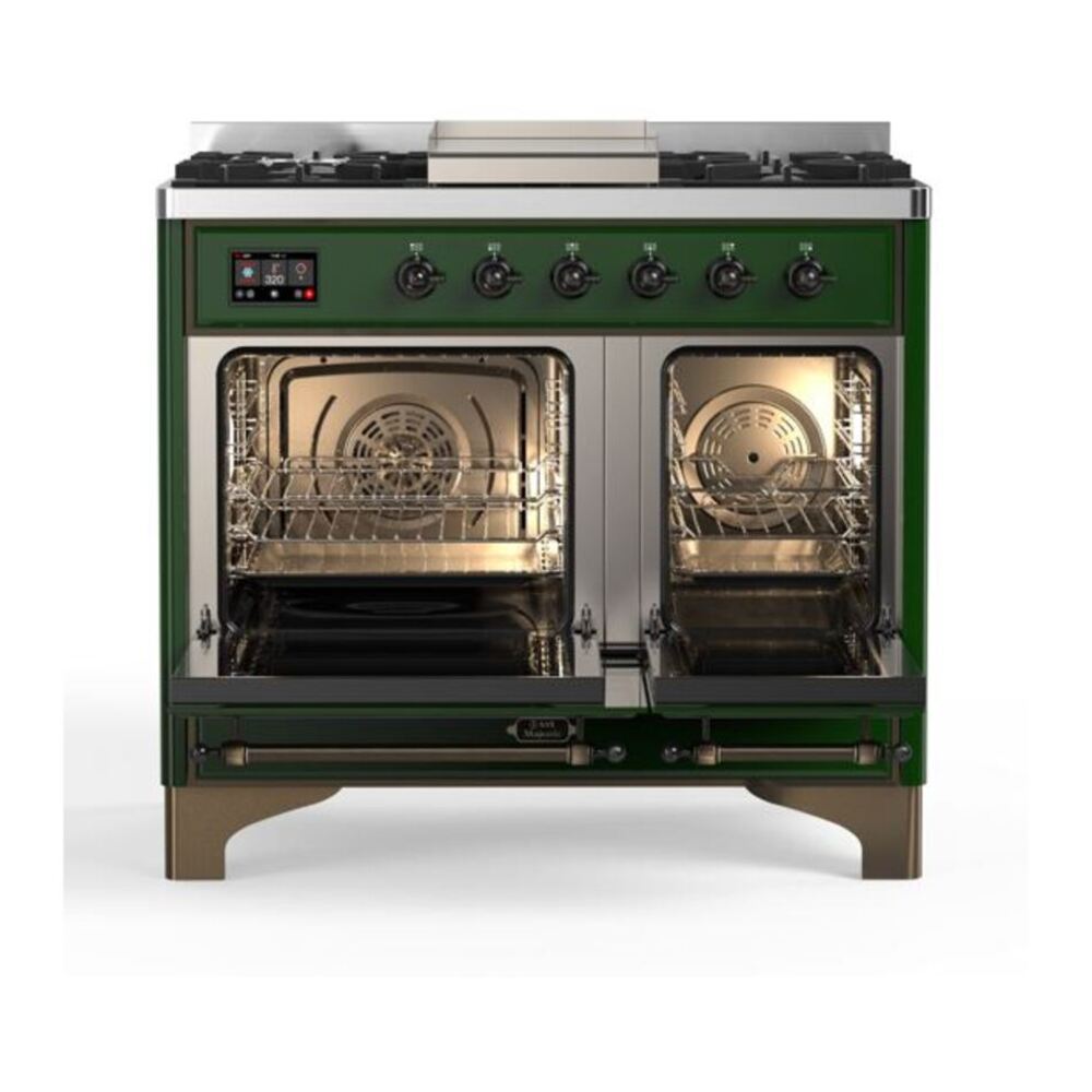 ILVE Majestic II 40 inch Solid Door Natural Gas Dual Fuel Range Burnished Emerald Green