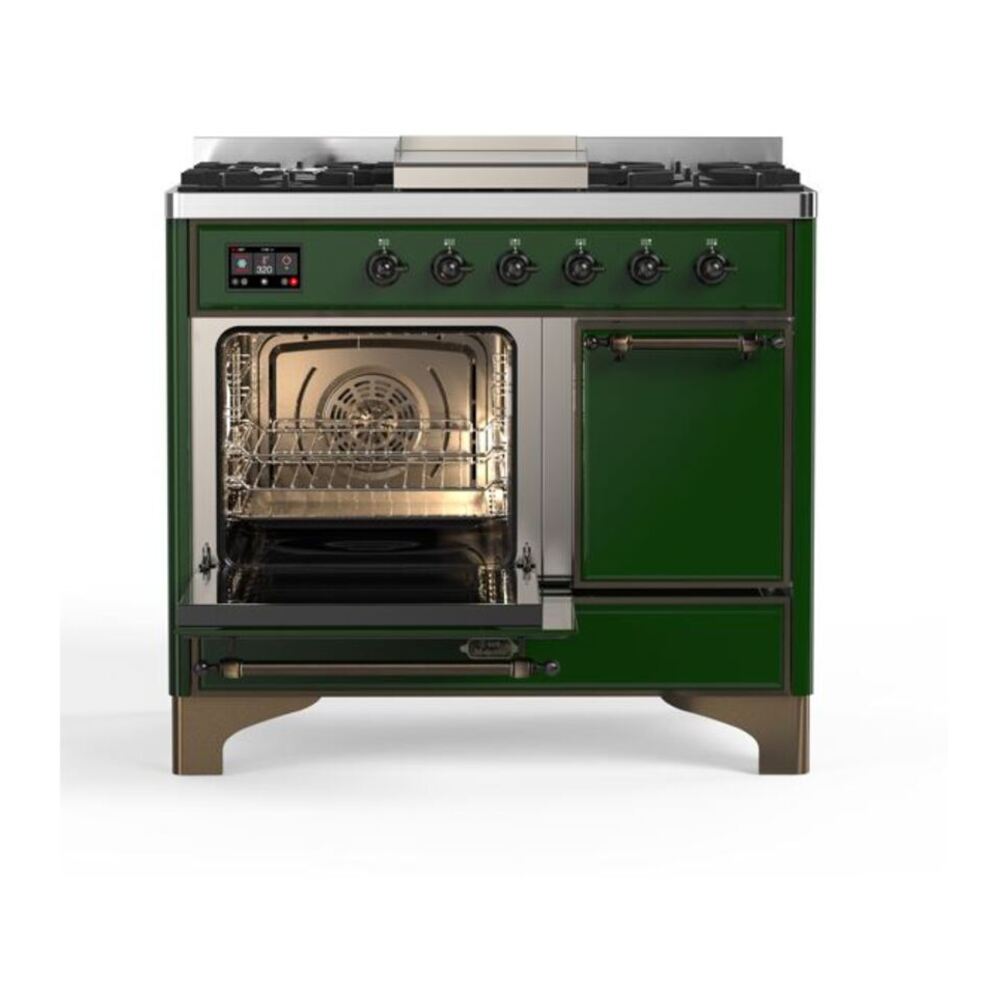 ILVE Majestic II 40 inch Solid Door Natural Gas Dual Fuel Range Burnished Emerald Green