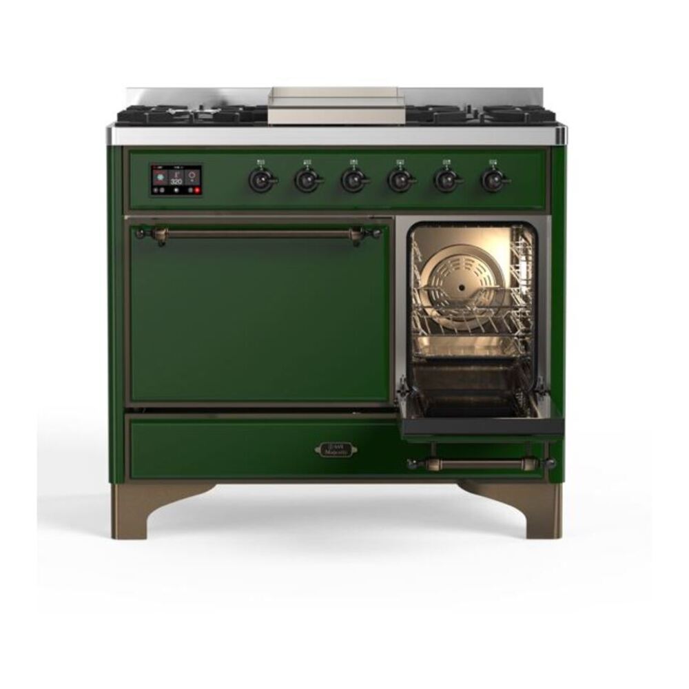 ILVE Majestic II 40 inch Solid Door Natural Gas Dual Fuel Range Burnished Emerald Green