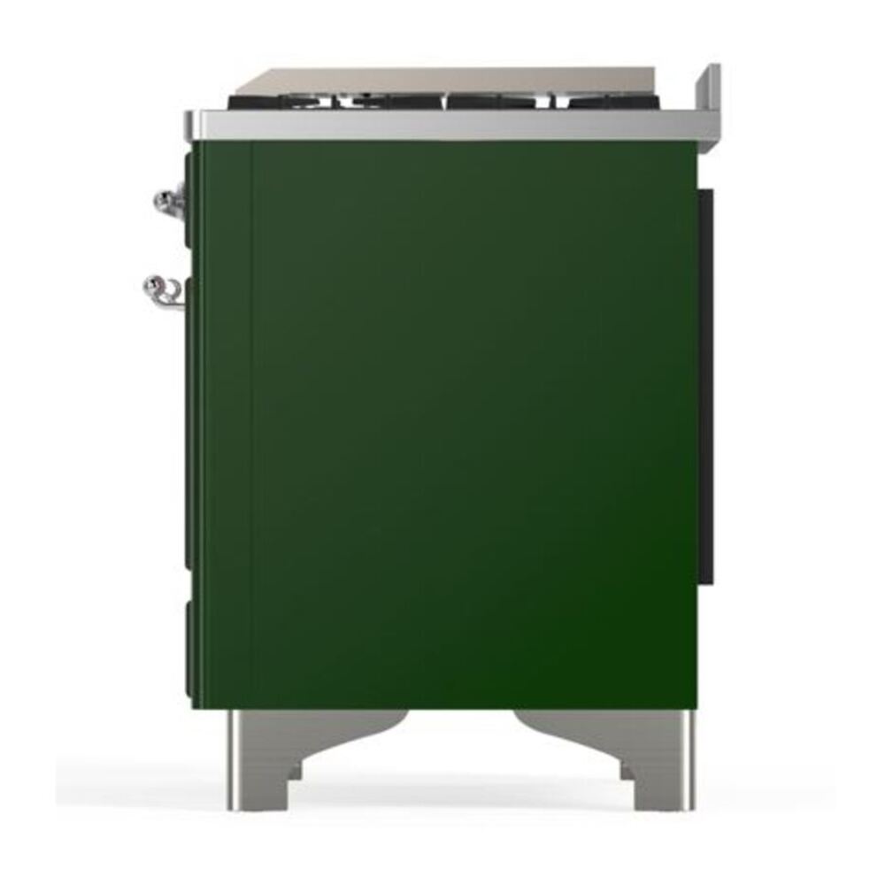 ILVE Majestic II 40 inch Solid Door Natural Gas Dual Fuel Range Chrome Emerald Green