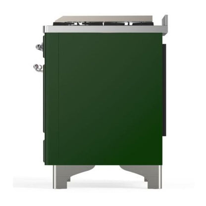 ILVE Majestic II 40 inch Solid Door Natural Gas Dual Fuel Range Chrome Emerald Green