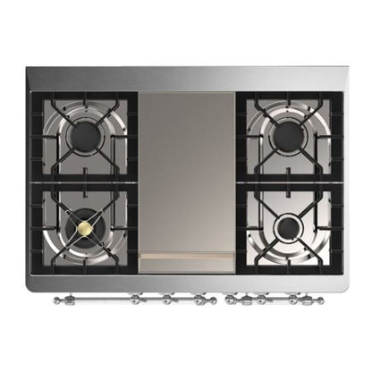 ILVE Majestic II 40 inch Solid Door Natural Gas Dual Fuel Range Chrome Emerald Green