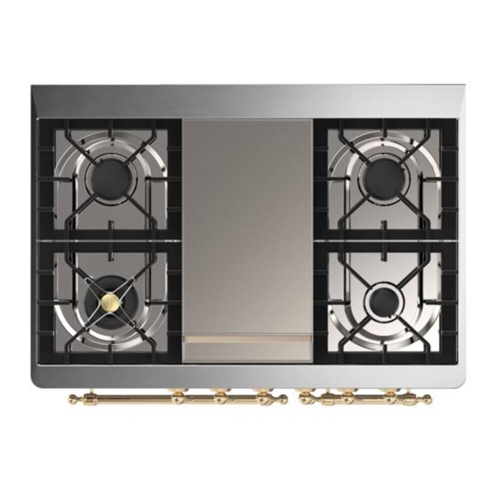 ILVE Majestic II 40 inch Solid Door Natural Gas Dual Fuel Range Brass Emerald Green