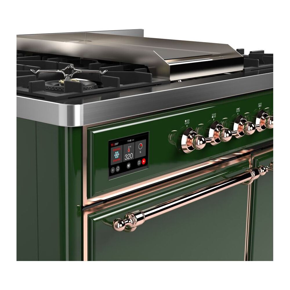 ILVE Majestic II 40 inch Solid Door Natural Gas Dual Fuel Range Copper Emerald Green