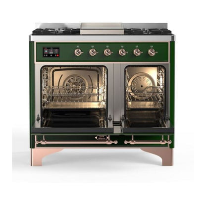 ILVE Majestic II 40 inch Solid Door Natural Gas Dual Fuel Range Copper Emerald Green