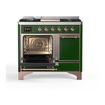 ILVE Majestic II 40 inch Solid Door Natural Gas Dual Fuel Range Copper Emerald Green